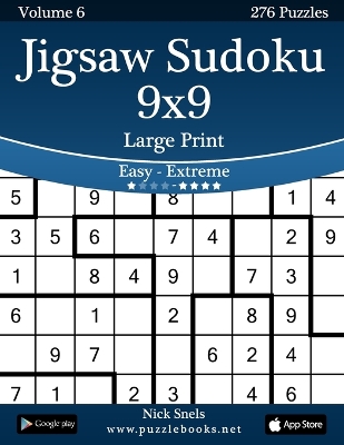 Book cover for Jigsaw Sudoku 9x9 Large Print - Easy to Extreme - Volume 6 - 276 Puzzles