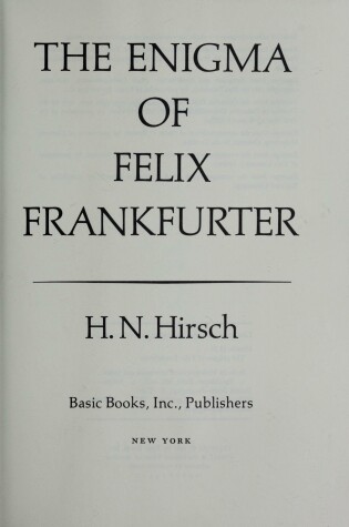 Cover of Enigma of Felix Frankfurter