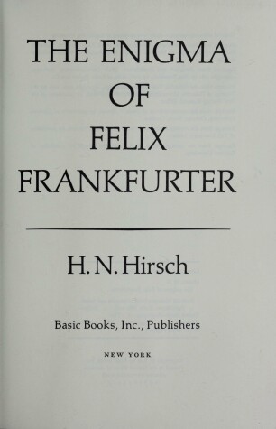 Book cover for Enigma of Felix Frankfurter