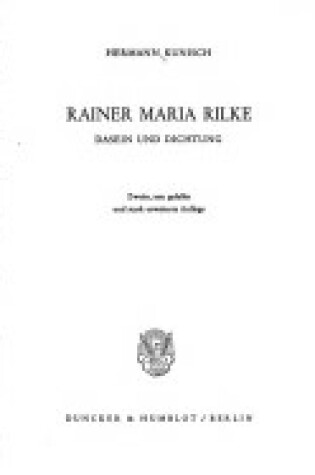 Cover of Rainer Maria Rilke