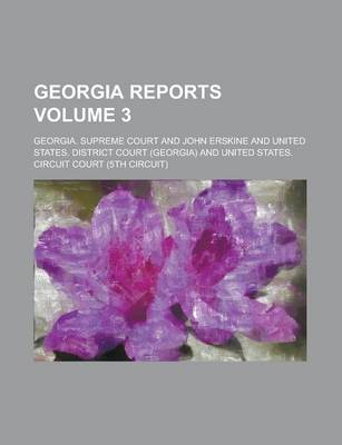 Book cover for Georgia Reports Volume 3