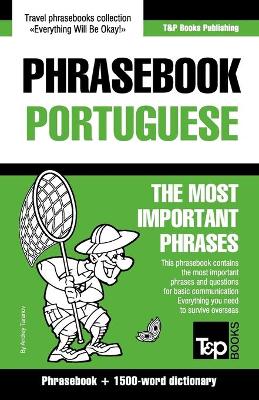 Book cover for English-Portuguese phrasebook and 1500-word dictionary