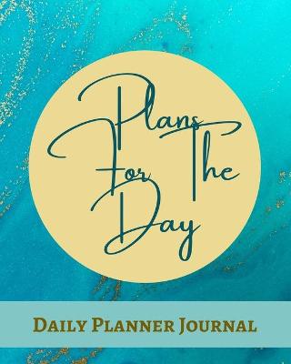 Book cover for Plans For The Day Daily Planner Journal - Pastel Teal Blue Brown Gold Marble - Abstract Contemporary Modern Design - Ar