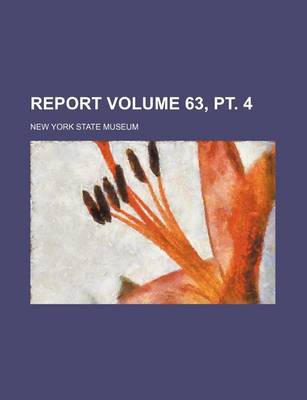 Book cover for Report Volume 63, PT. 4