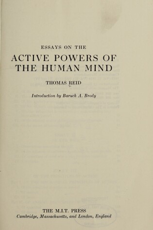 Cover of Essays on the Active Powers of the Human Mind