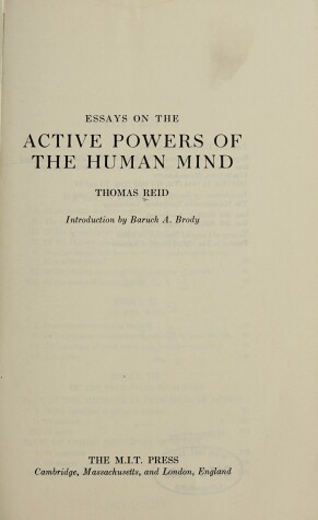 Book cover for Essays on the Active Powers of the Human Mind