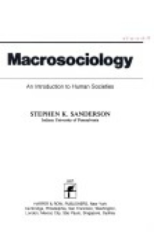 Cover of Macrosociology