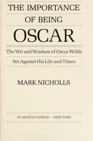 Cover of The Importance of Being Oscar