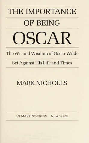 Book cover for The Importance of Being Oscar