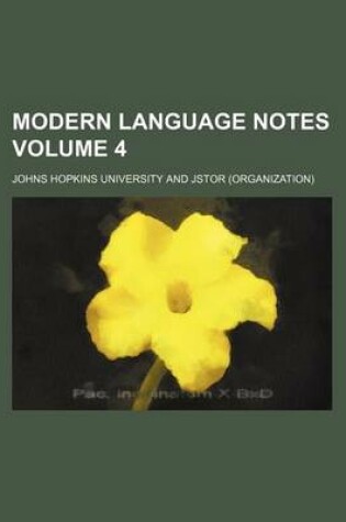 Cover of Modern Language Notes Volume 4