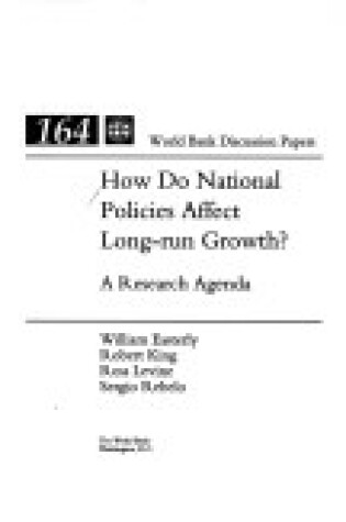 Cover of How Do National Policies Affect Long-Run Growth?