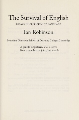 Cover of Survival of English