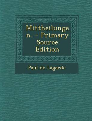 Book cover for Mittheilungen. - Primary Source Edition