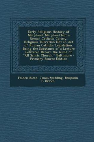 Cover of Early Religious History of Maryland