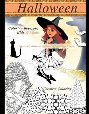 Book cover for Halloween coloring book for kids and adults