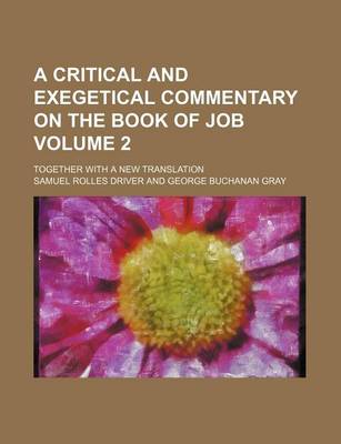 Book cover for A Critical and Exegetical Commentary on the Book of Job Volume 2; Together with a New Translation