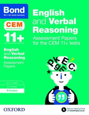 Book cover for Bond 11+ English and Verbal Reasoning Assessment Papers for the CEM 11+ tests