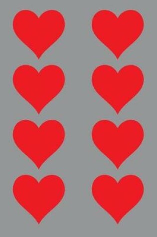 Cover of 100 Page Unlined Notebook - Red Hearts on Gray / Grey