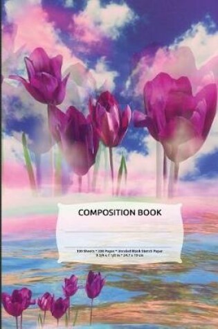 Cover of Floral Ocean Fantasy Composition Notebook, Unruled Blank Sketch Paper