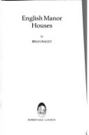 Cover of English Manor Houses