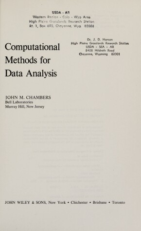 Cover of Computational Methods for Data Analysis