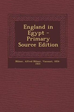 Cover of England in Egypt - Primary Source Edition