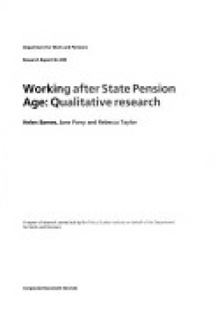 Cover of Working After State Pension Age