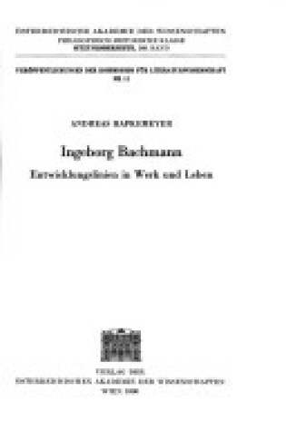 Cover of Ingeborg Bachmann