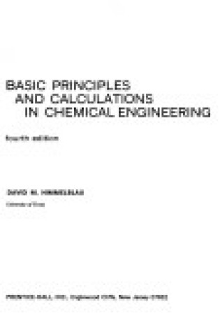 Cover of Basic Principles and Calculations in Chemical Engineering