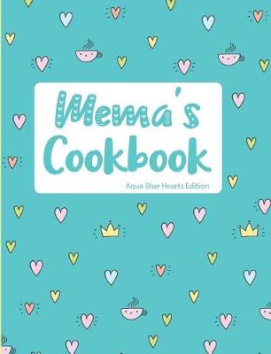 Book cover for Mema's Cookbook Aqua Blue Hearts Edition