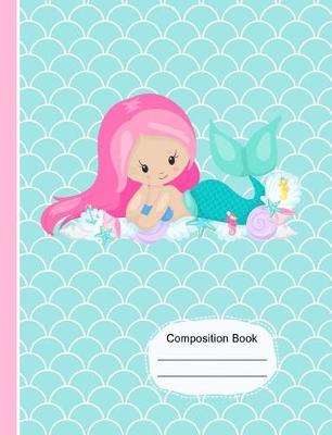 Book cover for Cute Pink Hair Mermaid Girl and Friends Composition Notebook 4x4 Quad Ruled Paper