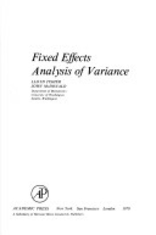 Cover of Field Effects Analysis of Variance