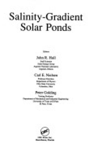 Cover of Salinity Gradient Solar Ponds