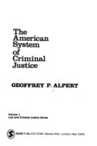 Cover of The American System of Criminal Justice