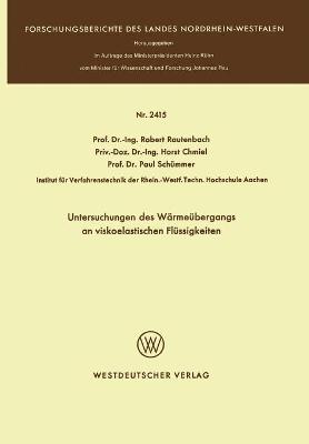 Book cover for Untersuchungen des Warmeubergangs an viskoelastischen Flussigkeiten