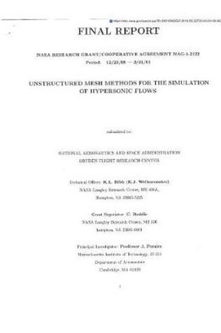 Cover of Unstructured Mesh Methods for the Simulation of Hypersonic Flows