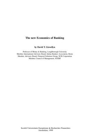 Cover of The New Economics of Banking