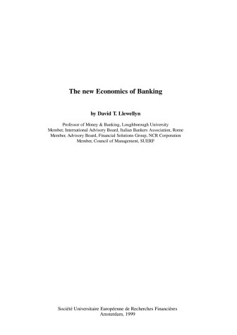 Book cover for The New Economics of Banking