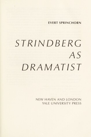 Cover of Strindberg as Dramatist