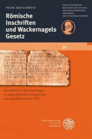 Cover of Romische Inschriften Und Wackernagels Gesetz