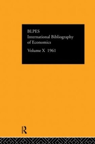 Cover of IBSS: Economics: 1961 Volume 10