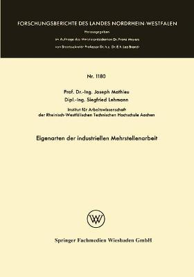 Book cover for Eigenarten der industriellen Mehrstellenarbeit