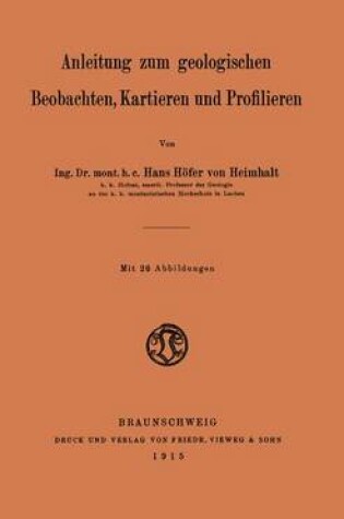 Cover of Anleitung Zum Geologischen Beobachten, Kartieren Und Profilieren