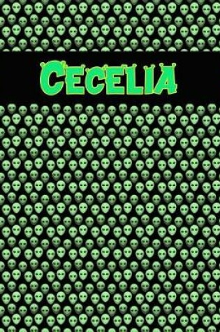 Cover of 120 Page Handwriting Practice Book with Green Alien Cover Cecelia