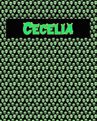 Book cover for 120 Page Handwriting Practice Book with Green Alien Cover Cecelia