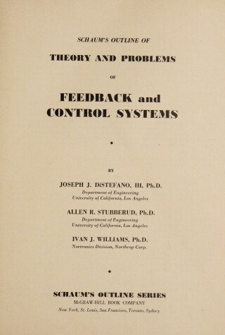 Book cover for Schaum's Outline of Theory and Problems of Feedback and Control Systems