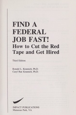 Cover of Find Federal Job Fast 3rd Ed
