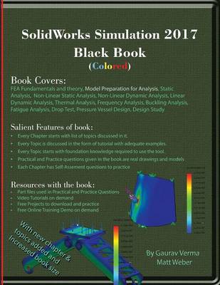 Book cover for SolidWorks Simulation 2017 Black Book (Colored)