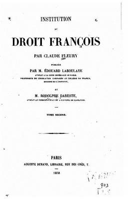 Book cover for Institution au droit françois, par Claude Fleury - Tome II