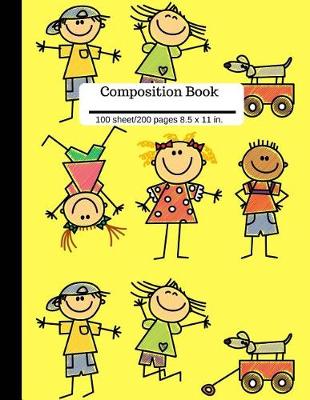 Book cover for Happy Children Composition Book Lined Wide Ruled Book 100 Pages 8.5 x11
